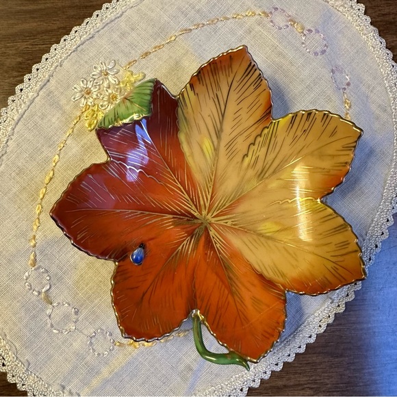 Vintage Chubu China Trinket Dish Occupied Japan Japanese Maple Leaf 🍁 Fall - Picture 1 of 8